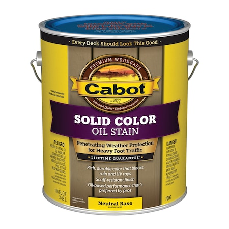 Cabot Cabot Solid Color Oil Low VOC Solid Tintable Neutral Base Oil-Based Alkyd Deck Stain 1 gal 140.0007606.007